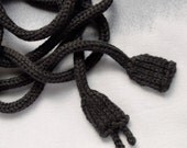 Knitted Power Cord - Black - Necklace - Geek Toy - Knit Art