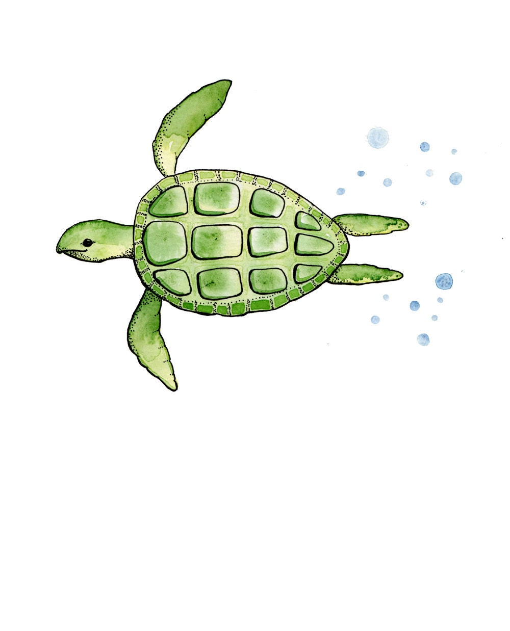 PRINT of Original Watercolor painting - Sea Turtle
