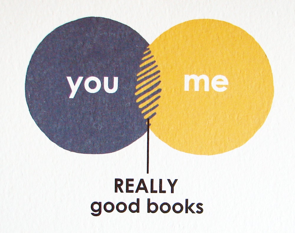 We both love good books - venn diagram card - book valentine