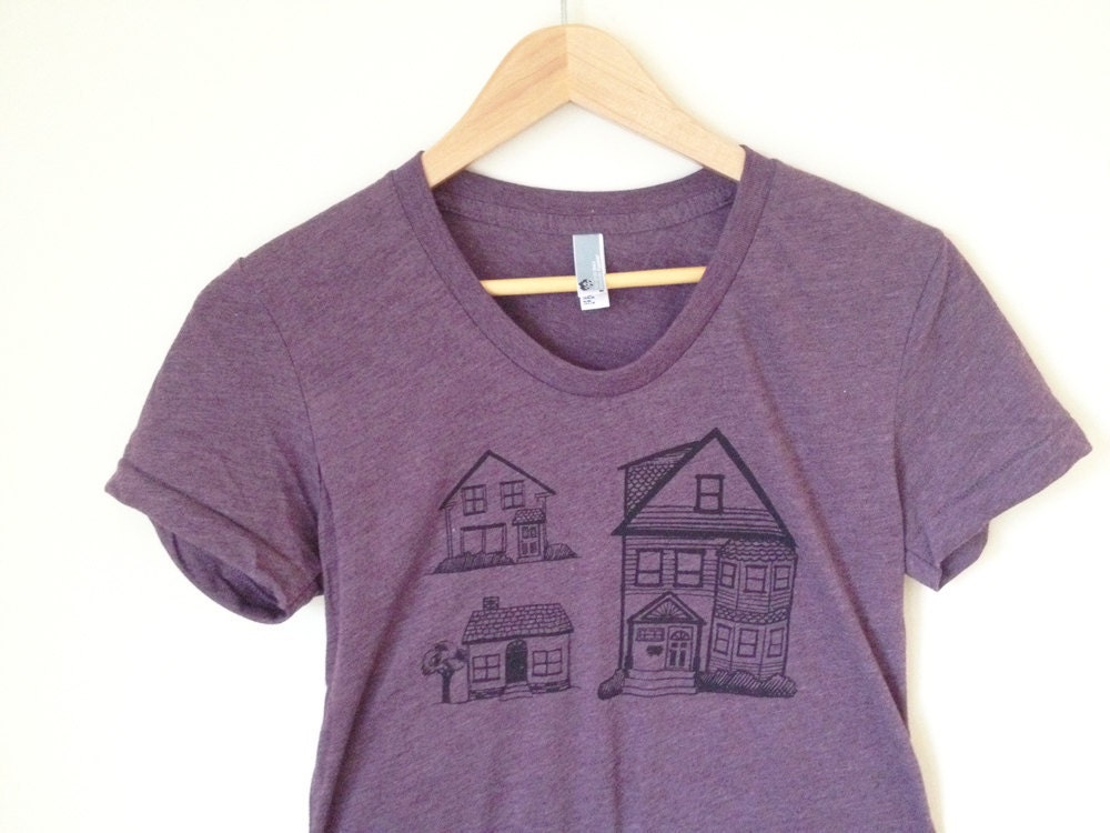 Little Houses tshirt - heather plum (women's M)