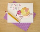 Watercolor Thank You card - yarn balls