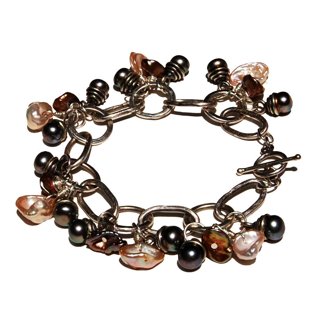 Freshwater Pearl Bracelet with Sterling Silver Handmade Chain