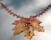 Copper Scrollwork and Maple Leaf  Necklace (Walk In The Woods)