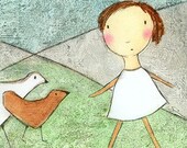 PRINT - Girl with Chickens