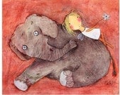PRINT - Fairy with Stuffed Elephant