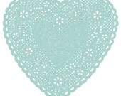 Heart Doily Art Print by Ashley G - Much Love (Blue)