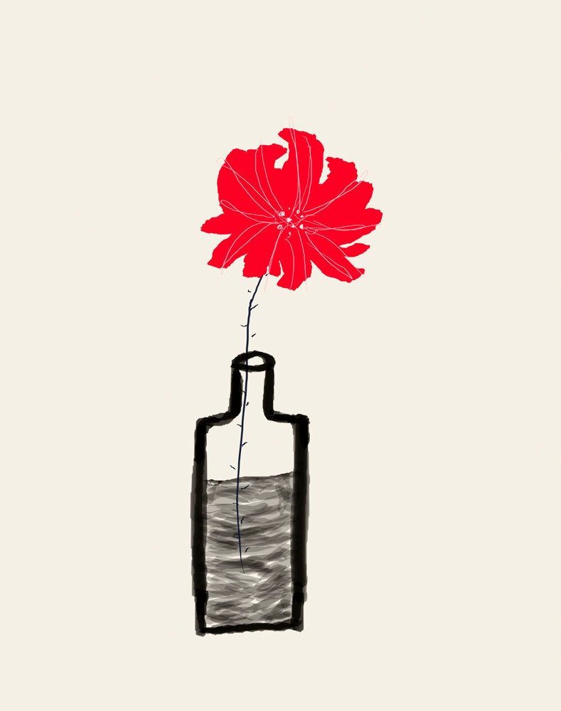 AshleyG illustration print with flowers - Sending You Flowers - red single