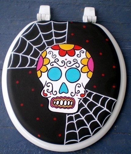 Calavera Day of the Dead Skull Toilet Seat Halloween by Debbie Is Adopted