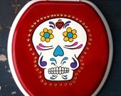 Calavera Day of the Dead STANDARD Toilet Seat With Painted Seat and Lid Tattoo Halloween by Debbie Is Adopted