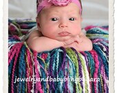 Handmade Raw Silk Single Rosette With Swarovski Crystals on Soft Ribbon Headband with Tulle accent...Available in a Variety of Colors...Various Sizes Available Newborn Infant Baby Toddler Big Girl Adult
