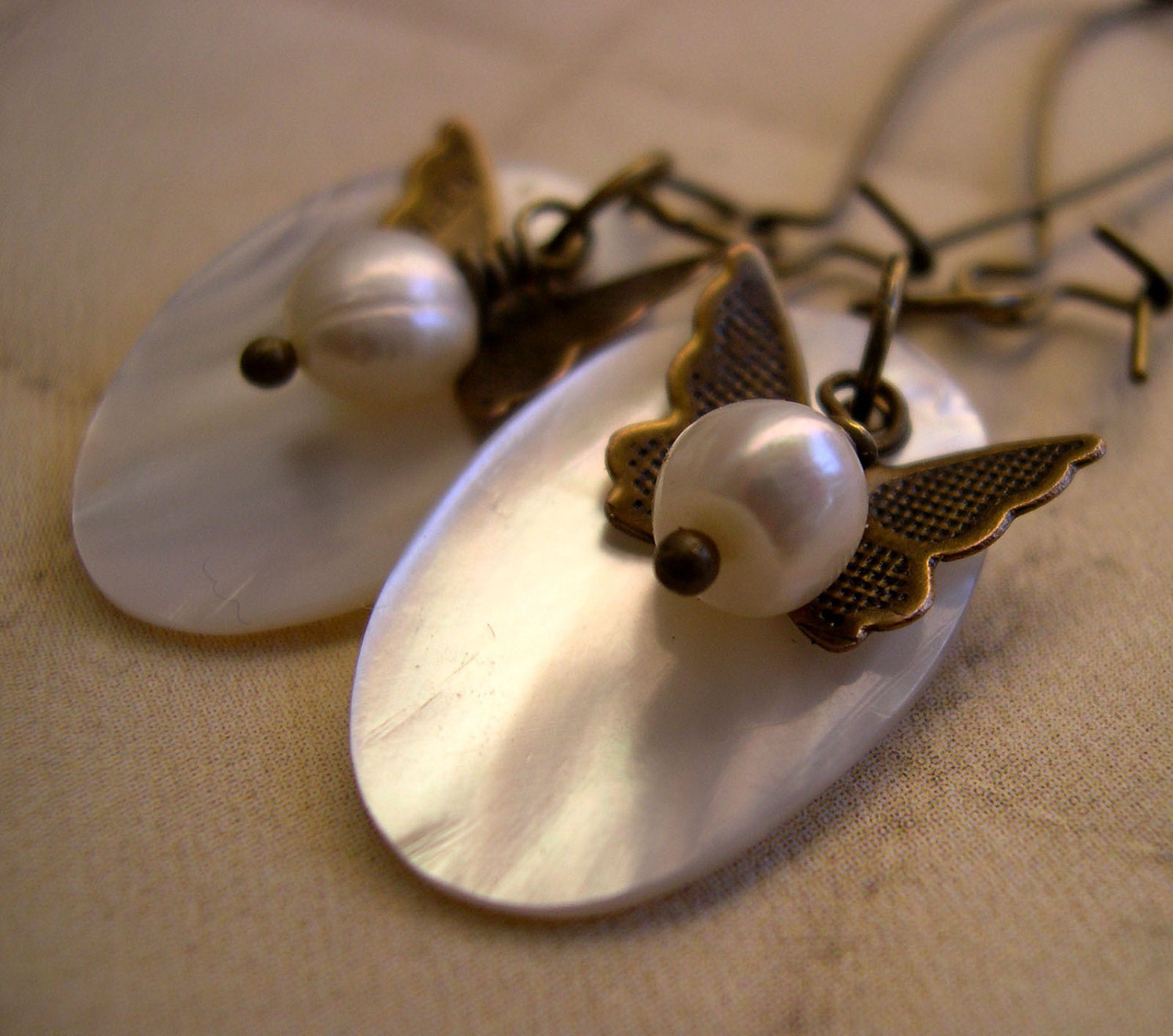 Pearl and Butterfly Earrings FREE SHIPPING