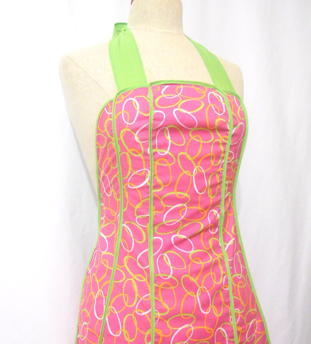Retro Apron Mod Pink Ovals