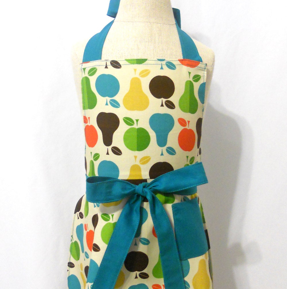 Kids Retro Apron Apples & Pears
