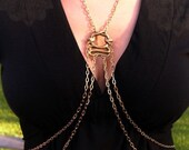 Love Sexy Golden Harness Body Chain Body Jewelry Necklace Vintage Brass Coiled Snakes Hot
