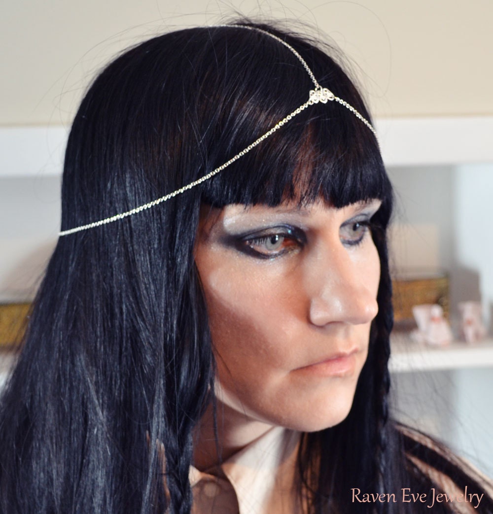 Chain Headpiece Head Piece Headdress Silver Whispers Delicate and Sophisticated SALE was 13.00
