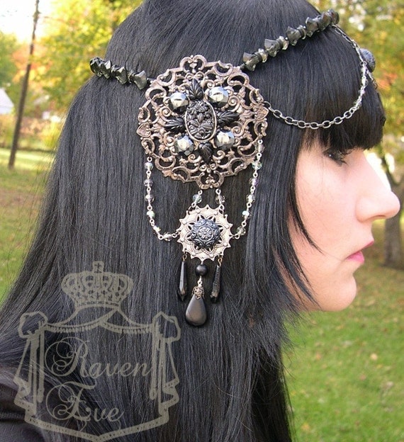 Custom Color Art Nouveau Mucha Headdress exclusive by Raven Eve Jewelry