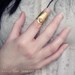 Calais Armor Ring  Art Deco Brass with Vintage Glass Opal