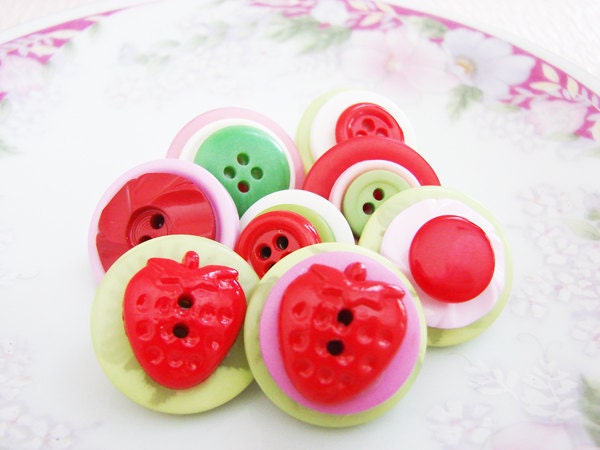 Decorative Push Pins Set, Strawberry Mint Julep