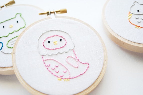 Little Owls - Bird Mini Embroidery Pattern