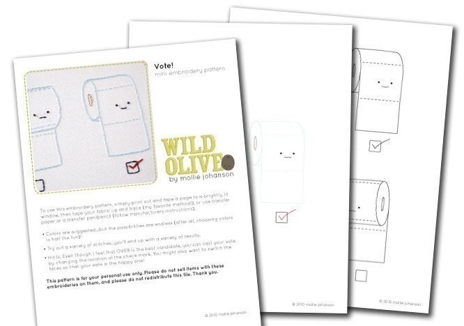 PDF Mini Embroidery Pattern - Vote