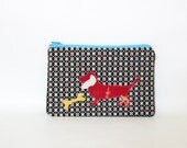 red tie dye dachshund - zippered pouch