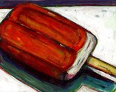 Creamsicle. Hand-touched Print on Wood.
