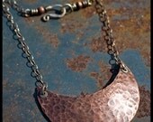 Yedythe - sterling silver and copper hand-hammered crescent pendant necklace