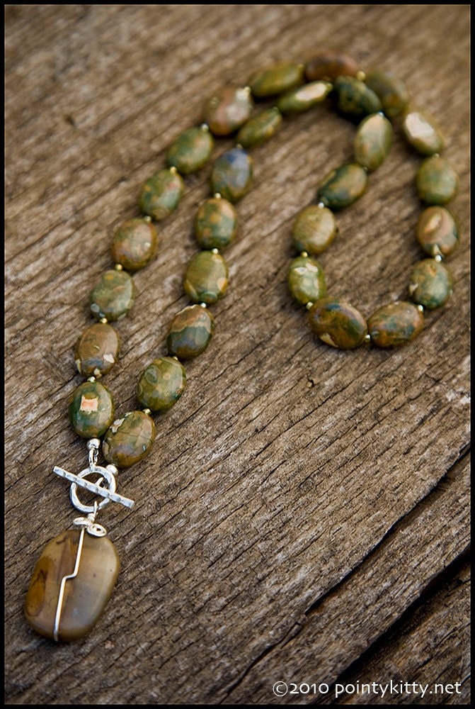 Linger a Little Longer - sterling, rhyolite and thai hill tribe silver necklace