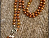 To Burn Away - sterling, rust freshwater pearl and landscape jasper necklace