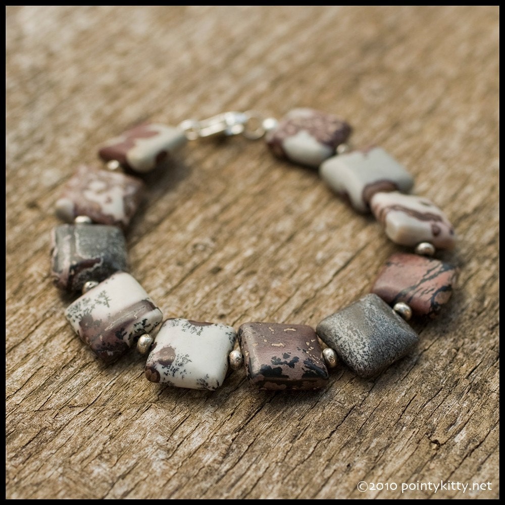 Using Ideas As My Map - sterling, thai silver and crazy horse jasper bracelet