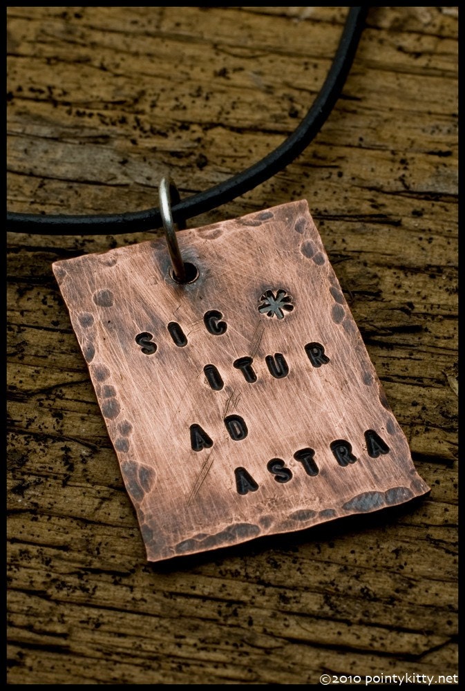 Sic Itur ad Astra - sterling silver and copper hand-hammered pendant necklace
