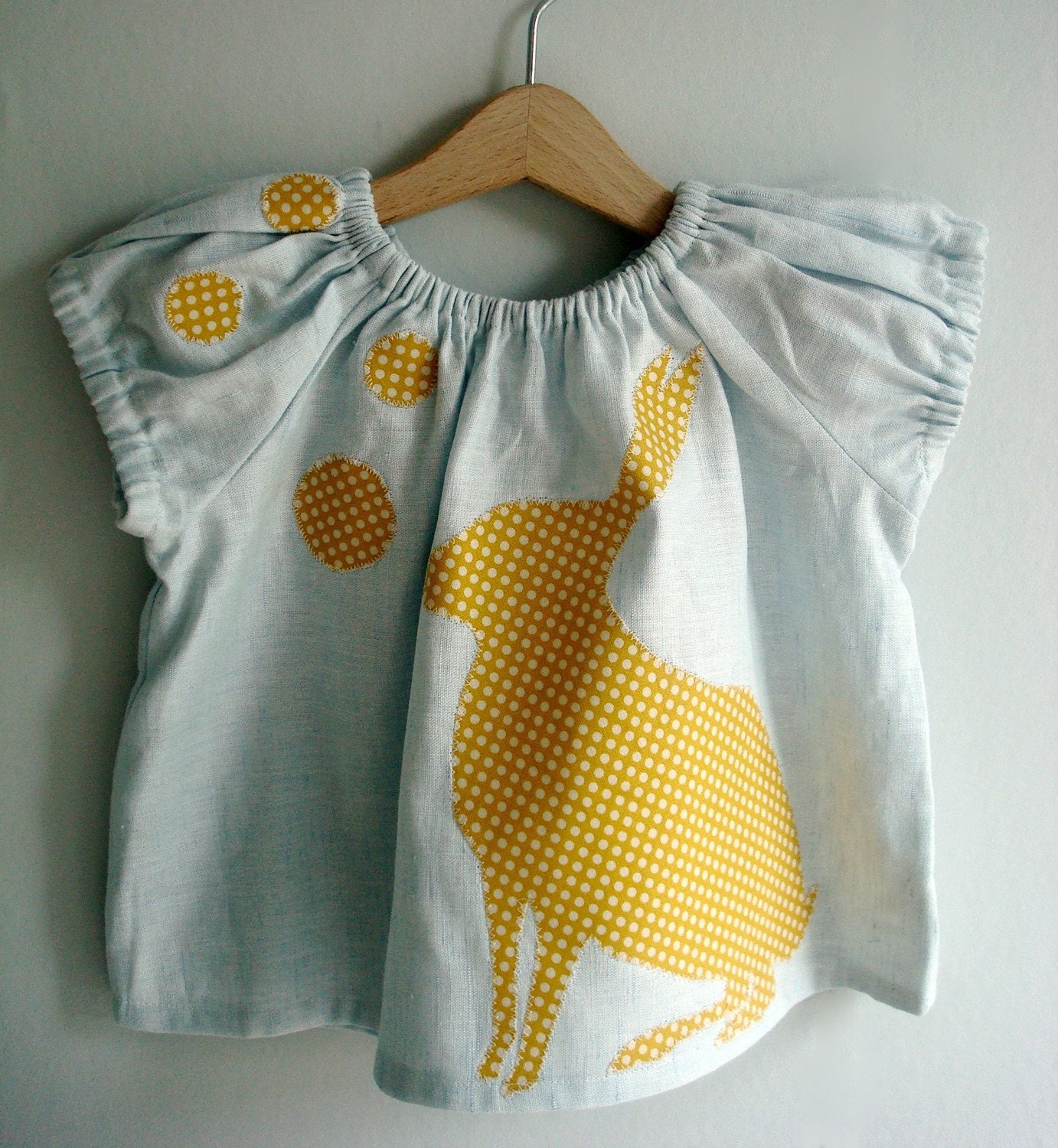 Blue/Yellow Bunny Blouse - 6-12mths, 1-2yrs, 2-3yrs, 3-4yrs, 4-5yrs