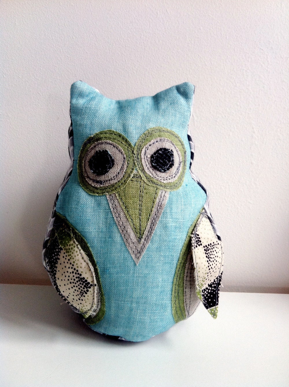 Small Linen Owl - Blue