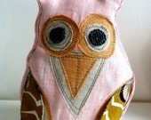 Small Linen Owl - Pink