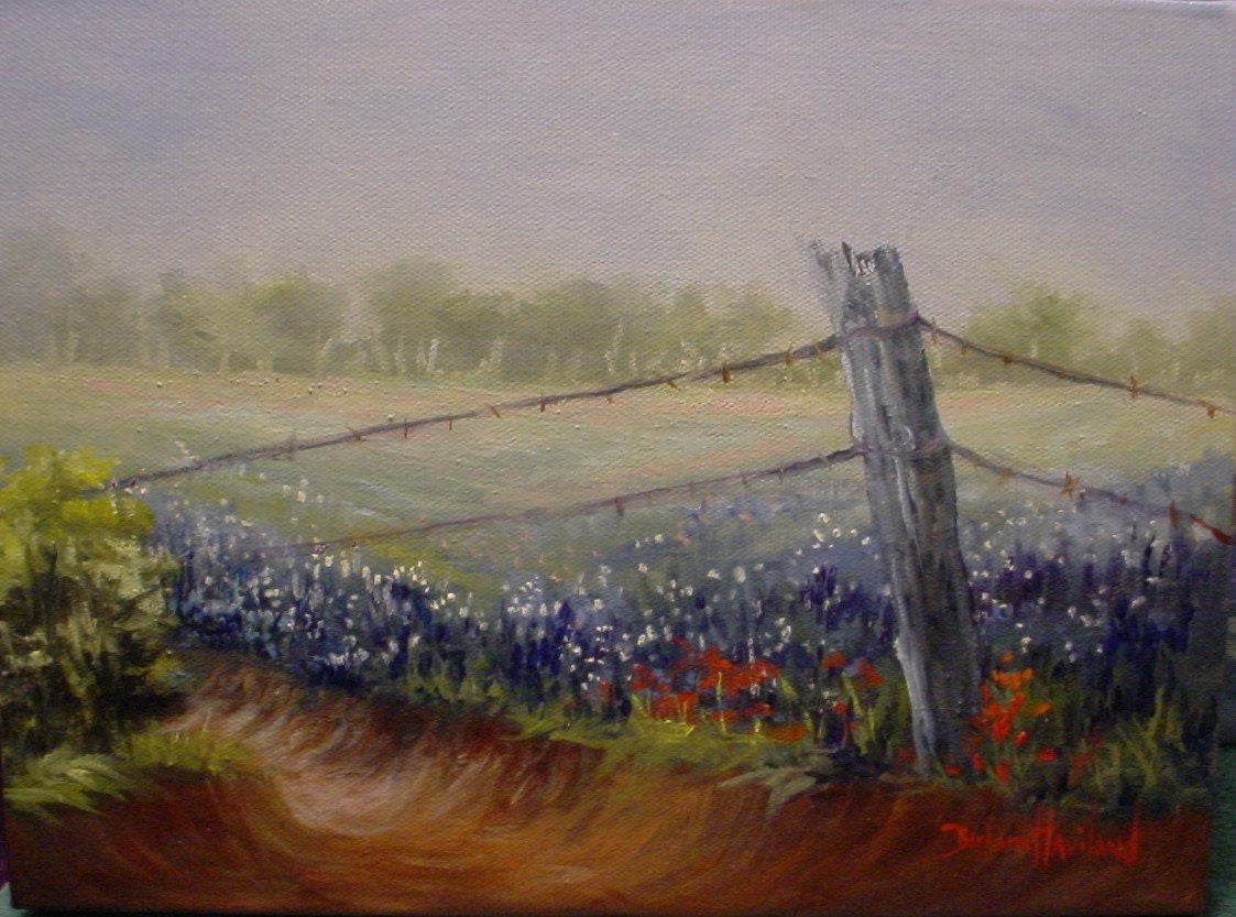 Texas Blue Bonnets by Barbara Haviland oil painting canvas