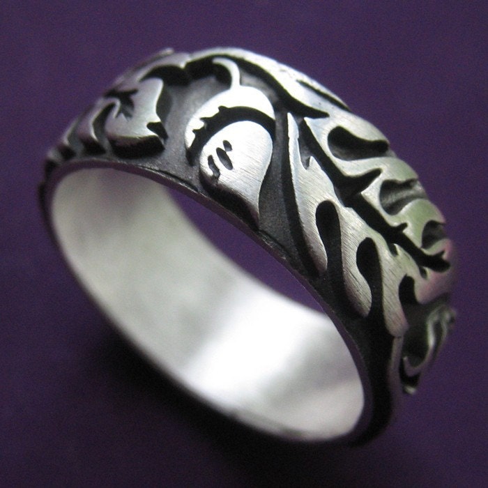 Extra Wide Silver Oak Ring