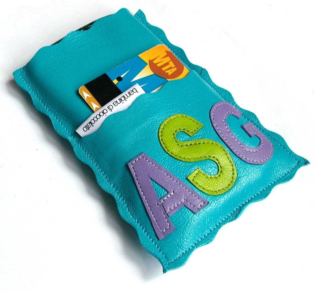 Berri Monogram Leather Custom Phone Case, Personalized Cell Phone Holder, Phone Wallet, iPhone 5 Case - Blackberry, iTouch, Etc