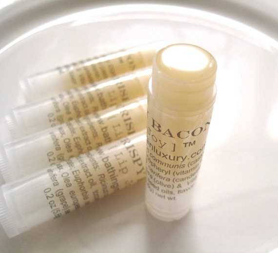 2 tubes Bacon Lip Balm for Men or Women - Vegan because there is no bacon in this vegan lip balm MADE FROM SCRATCH using edible oils - soap