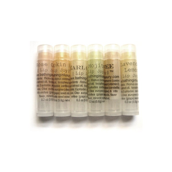 6 Tube Lip Balm Set - Gift it Coffee Bacon Mojito etc unisex vegan - my formulation from scratch- mix or match LTD avail bonus read on