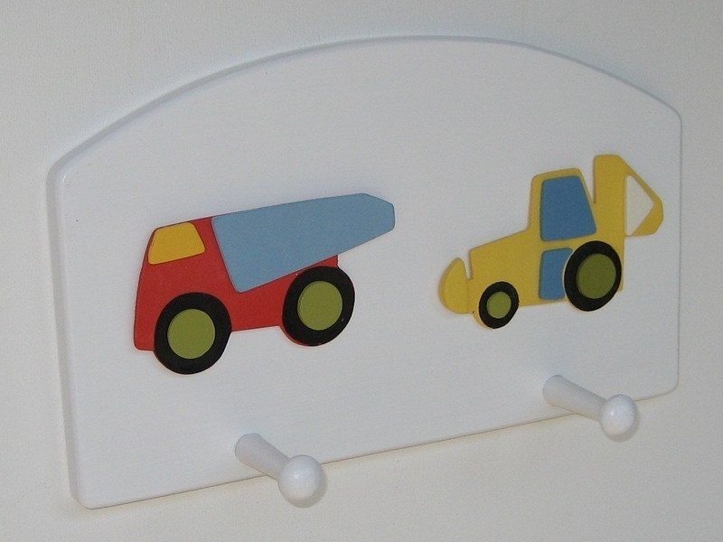 Construction Trucks Wall Peg Rack