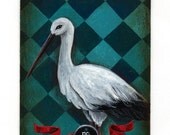 Original Bird Painting: Oriental Stork