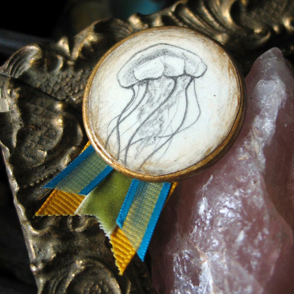 Original Sketch Brooch Pin: Jellyfish 2
