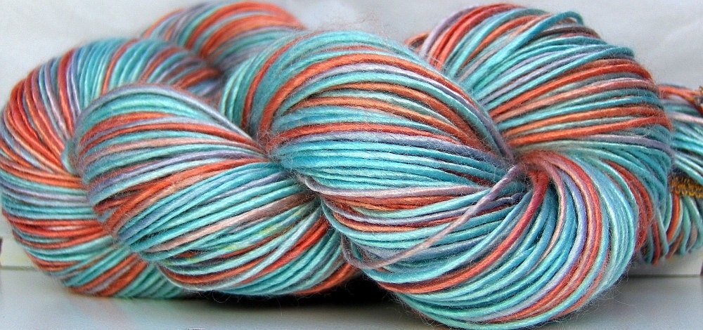 HandSpun Bamboo Yarn Coral Tide 246 yards