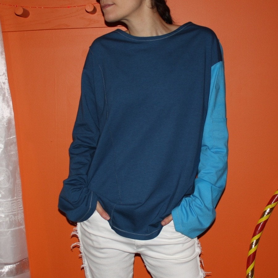 the blues - reversible organic cotton long sleeve shirt hand dyed - unisex large
