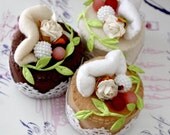 SALE Handmade Felt Cake - Venetian Flair - Tea Party Dessert Toy or Home Decoration