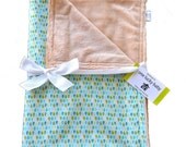 DEW DROPS Blue Minky Baby Blanket