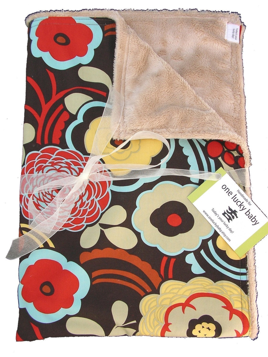 MODERN CHOCOLATE CREAM Mocha Minky Baby Blanket