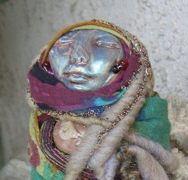Spiral Moon Healer, ooak Gypsy Bohemian Art Doll, Folk art,