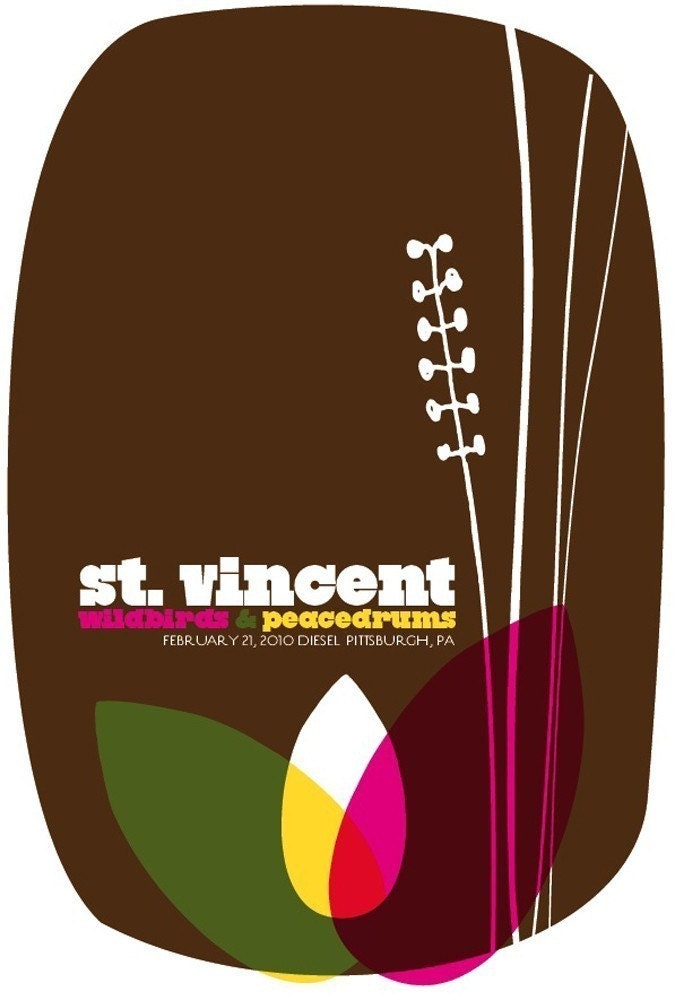 Rock poster St Vincent hand screenprinted gig poster - limited edition