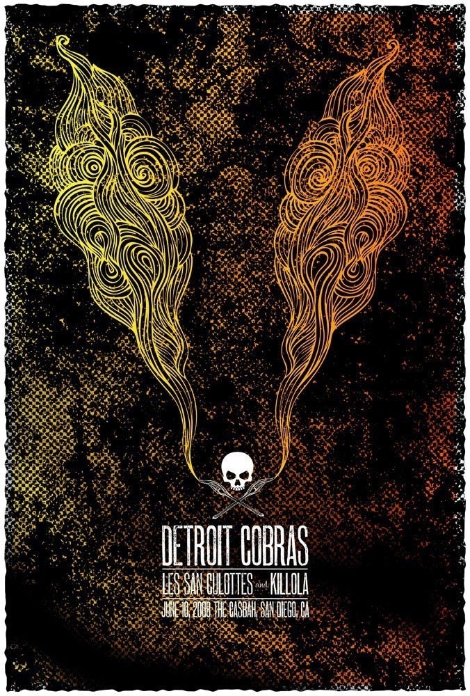 Rock poster -  The Detroit Cobras hand screen printed show poster - limited edition